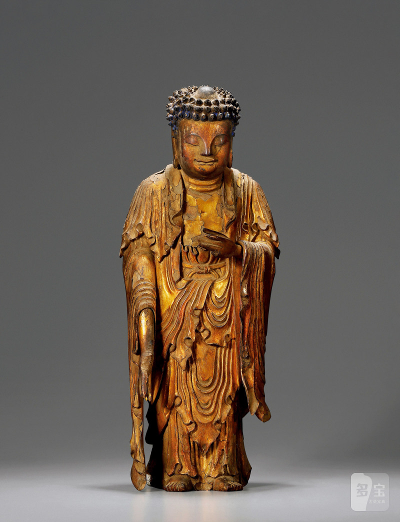 明·木胎漆金接引佛